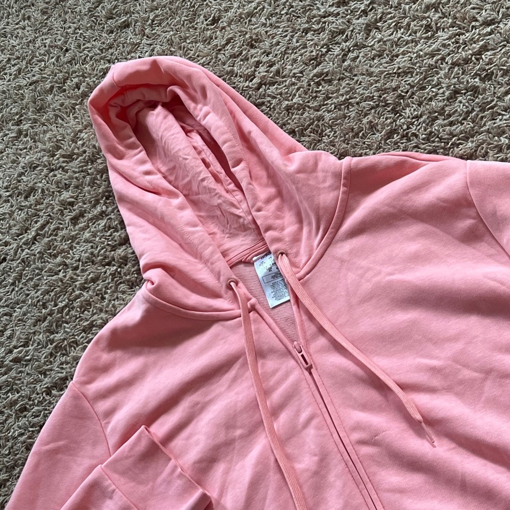 Adidas Essentials Logo Full Zip Hoodie Pink Women Plus Size 4X French Terry